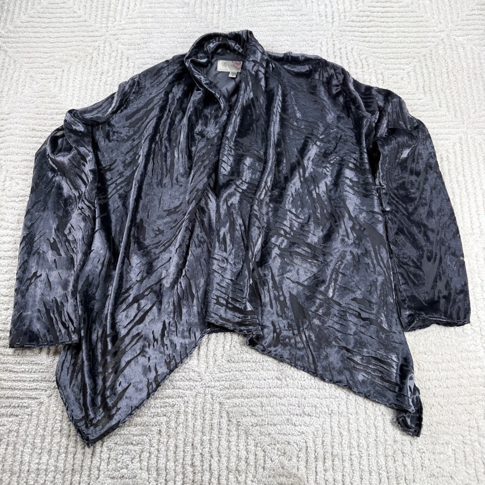 Ecote Burnout Velvet Cardigan Womens Small Grey Draped Boho Whimsigoth Romantic